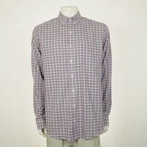 Van Heusen Flex Button Down Shirt Mens LT White Plaid Striped Dress Cotton Blend